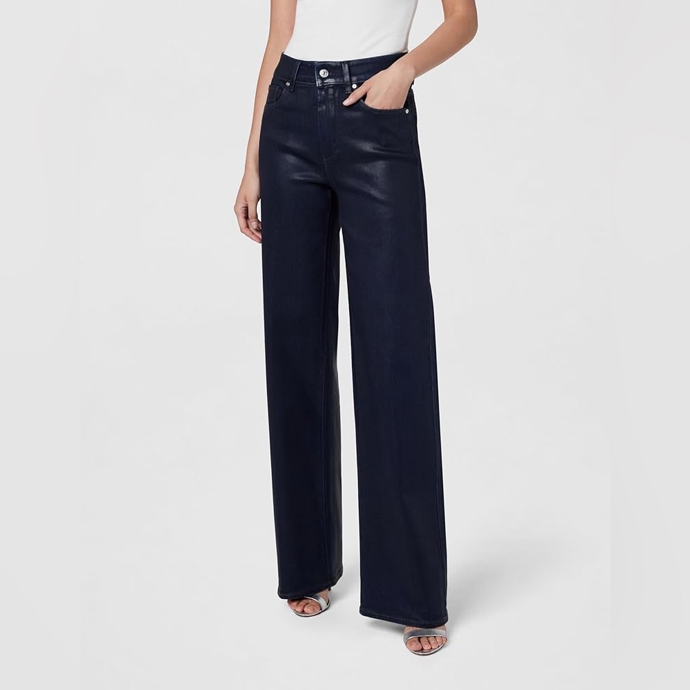 Paige Sasha Wide Leg Jeans Glazed Indigo Coating